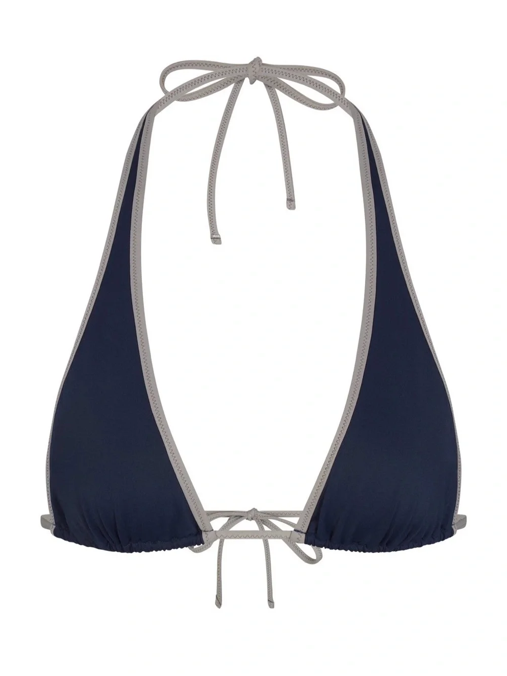 SKIMS Navy Triangle Bikini Top with Contrast Trim